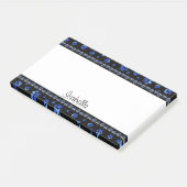 Aangepaste naam, blauwe glitter-hondenpoten post-it® notes (Schuin)