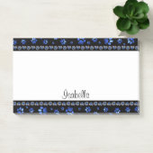 Aangepaste naam, blauwe glitter-hondenpoten post-it® notes (Kantoor)