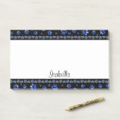 Aangepaste naam, blauwe glitter-hondenpoten post-it® notes (Op bureau)