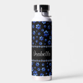 Aangepaste naam, blauwe glitter-hondenpoten waterfles (Links)