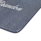 Aangepaste naam blauwe glitter snijplank (Hoek)