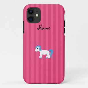 Aangepaste naam blauwe haarkleurige eenhoornroze s iPhone 11 hoesje