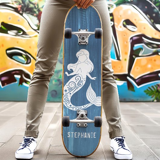 Aangepaste naam blauwe houten band skateboard