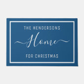 Aangepaste naam Blauwe Kerstmis Deurmat (Voorkant)