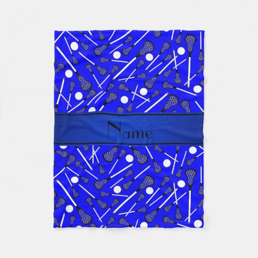 Aangepaste naam blauwe lacrosse fleece deken (Voorkant)