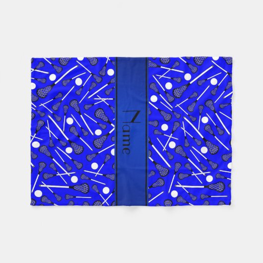 Aangepaste naam blauwe lacrosse fleece deken (Voorkant (Horizontaal))