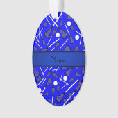 Aangepaste naam blauwe lacrosse ornament (voorkant)