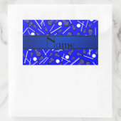 Aangepaste naam blauwe lacrosse rechthoekige sticker (Tas)