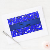 Aangepaste naam blauwe lacrosse rechthoekige sticker (Envelop)