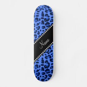 Aangepaste naam blauwe luipaard afdrukken skateboard