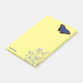 Aangepaste naam Blauwe Morpho Vlinder met Wildbloe Post-it® Notes (Schuin)