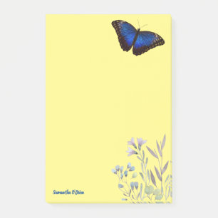 Aangepaste naam Blauwe Morpho Vlinder met Wildbloe Post-it® Notes