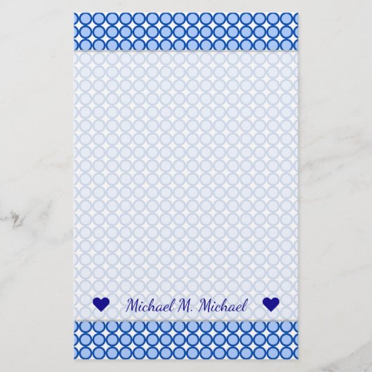 Aangepaste naam + Blauwe Stippen/cirkelvormig patr Briefpapier (Voorkant)