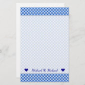 Aangepaste naam + Blauwe Stippen/cirkelvormig patr Briefpapier (Voorkant / Achterkant)