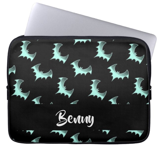 Aangepaste naam blauwe vlekken laptop sleeve (Voorkant)