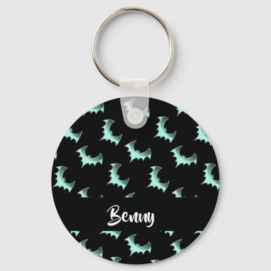 Aangepaste naam blauwe vlekken sleutelhanger (Voorkant)