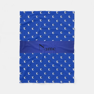 Aangepaste naam blauwe voetballen fleece deken