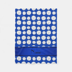 Aangepaste naam blauwe volleyballen blauwe streep fleece deken