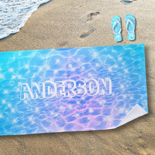 Aangepaste naam Blauwe Water Ripple Water Textuur  Strandlaken