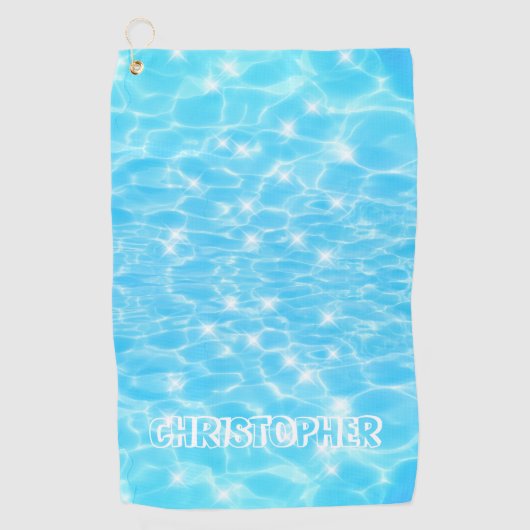 Aangepaste naam blauwe waterrimpels watertexturen  golfhanddoek (Voorkant)