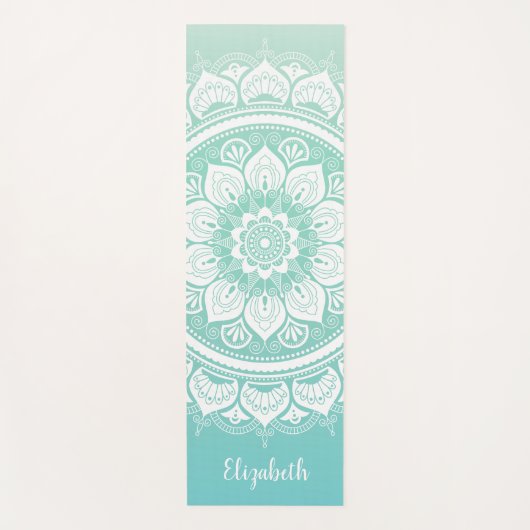 Aangepaste naam Blauwgroen Mandala-oefening Yogamat (Voorkant)