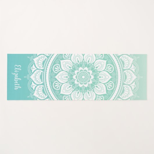 Aangepaste naam Blauwgroen Mandala-oefening Yogamat (Voorkant (horizontaal))
