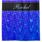 Aangepaste naam Blauwstalen Abstracte patroonkunst Douchegordijn (Voorkant)