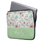 Aangepaste Naam Bloemen Electronics Bag Laptop Sleeve (Voorkant Links)