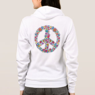 Aangepaste Naam Bloemen Vredesteken Hoodie