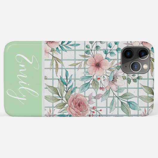 Aangepaste Naam Bloemenrooster Case-Mate iPhone Case (Achterkant (horizontaal))