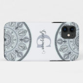 Aangepaste Naam Bloemharmonie Grijs Monotone Manda Case-Mate iPhone Case (Achterkant (horizontaal))