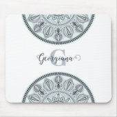 Aangepaste Naam Bloemharmonie Grijs Monotone Manda Muismat (Voorkant)