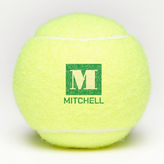 Aangepaste naam blote groene Initiaal monogram Tennisballen (Voorkant)