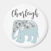 Aangepaste naam Blue Paisley Elephant Magneet (Voorkant)