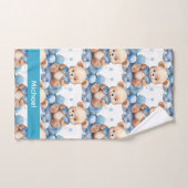 Aangepaste Naam Blue Teddy Bear Boy's Badhanddoek  Bad Handdoek (Handdoek)