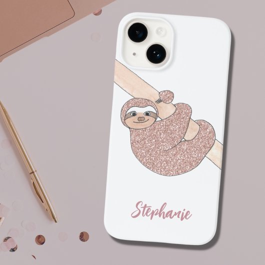 Aangepaste naam Blush Glitter Cute Case-Mate iPhone Case