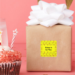 Aangepaste naam: boekplaat Funny Yellow Cats Squar Vierkante Sticker