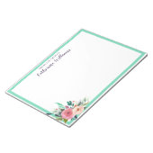 Aangepaste naam Boho Floral Bouquet Stationery Pen Notitieblok (Schuin)
