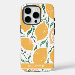 Aangepaste naam Boho Hand getrokken citroen iPhone 16 Pro Hoesje