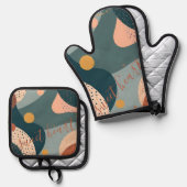 Aangepaste naam Boho Ovenwant & Pannenlap Set (Voorkant / Achterkant)