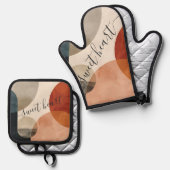 Aangepaste naam Boho Ovenwant & Pannenlap Set (Voorkant / Achterkant)