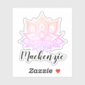 Aangepaste naam Boho Pastel Roze gradiënt Lotus Fl Sticker (Vel)