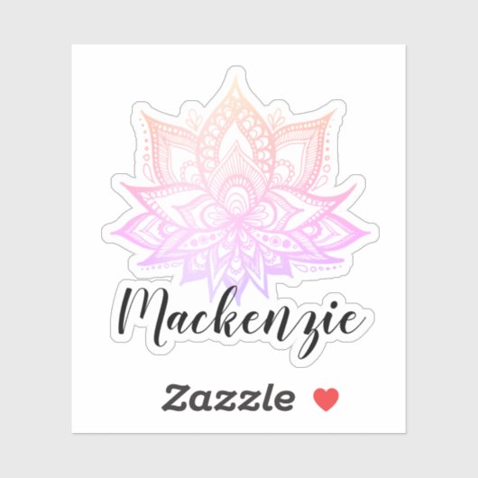 Aangepaste naam Boho Pastel Roze gradiënt Lotus Fl Sticker (Vel)