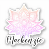 Aangepaste naam Boho Pastel Roze gradiënt Lotus Fl Sticker (Voorkant)