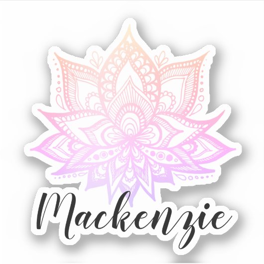 Aangepaste naam Boho Pastel Roze gradiënt Lotus Fl Sticker (Voorkant)
