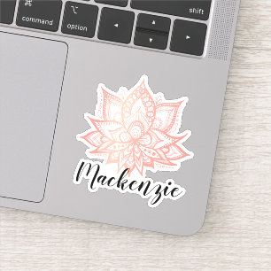 Aangepaste naam Boho Pink Lotus Flower Sticker