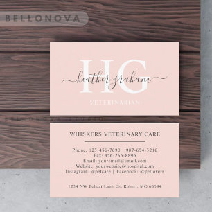 Aangepaste naam Bord Perzik Roze Wit Zwart Monogra Visitekaartje