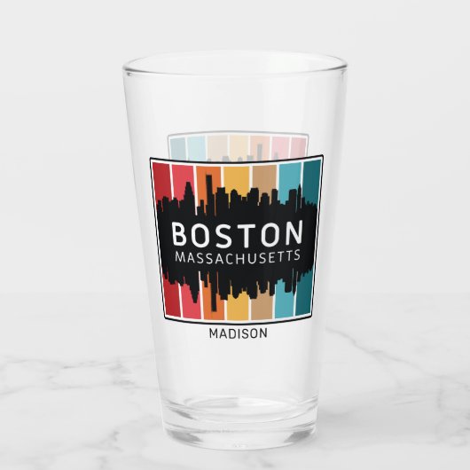 Aangepaste naam Boston Massachusetts Glas (Achterkant)