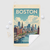 Aangepaste naam Boston Massachusetts Golfhanddoek (Insitu)