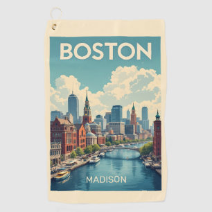 Aangepaste naam Boston Massachusetts Golfhanddoek